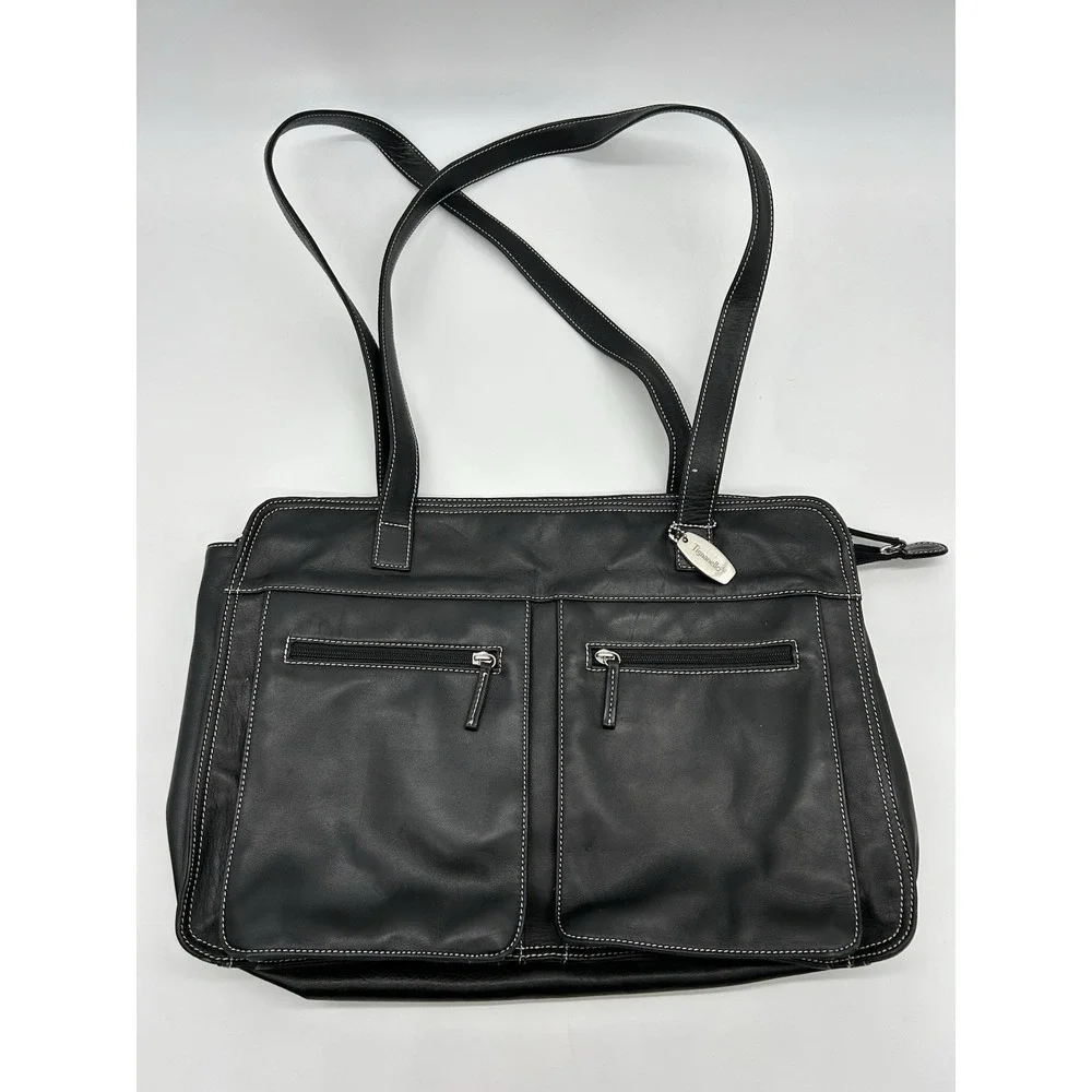 Vtg Tignanello‎ Black Leather Laptop Business Bag 11